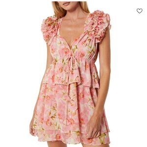Misa Los Angeles Lily Ruffled Mini Dress in Blushing Floral NWT